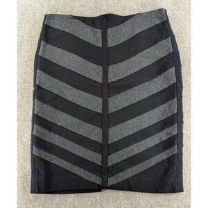White House Black Market Skirt Size 8 Black Gray Chevron Stripe Pencil Skirt